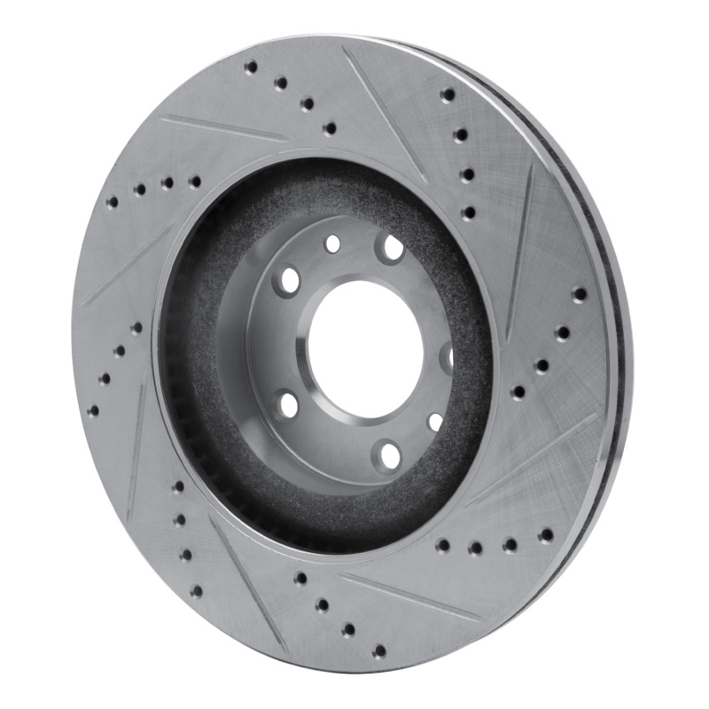 Mazda CX-9 Brake Rotor (1) - Front Left - R1 Concepts - Drilled & Slotted - Silver - `07-`15